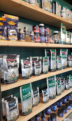 Kratom and OPMS products on the shelf at the Monroe Avenue store