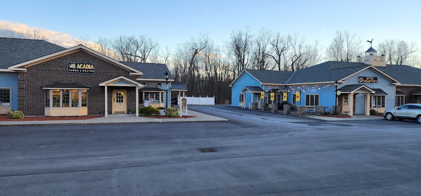 Wide view of Acadia Botanicals and Phoenix Mills Plaza in Victor, New York